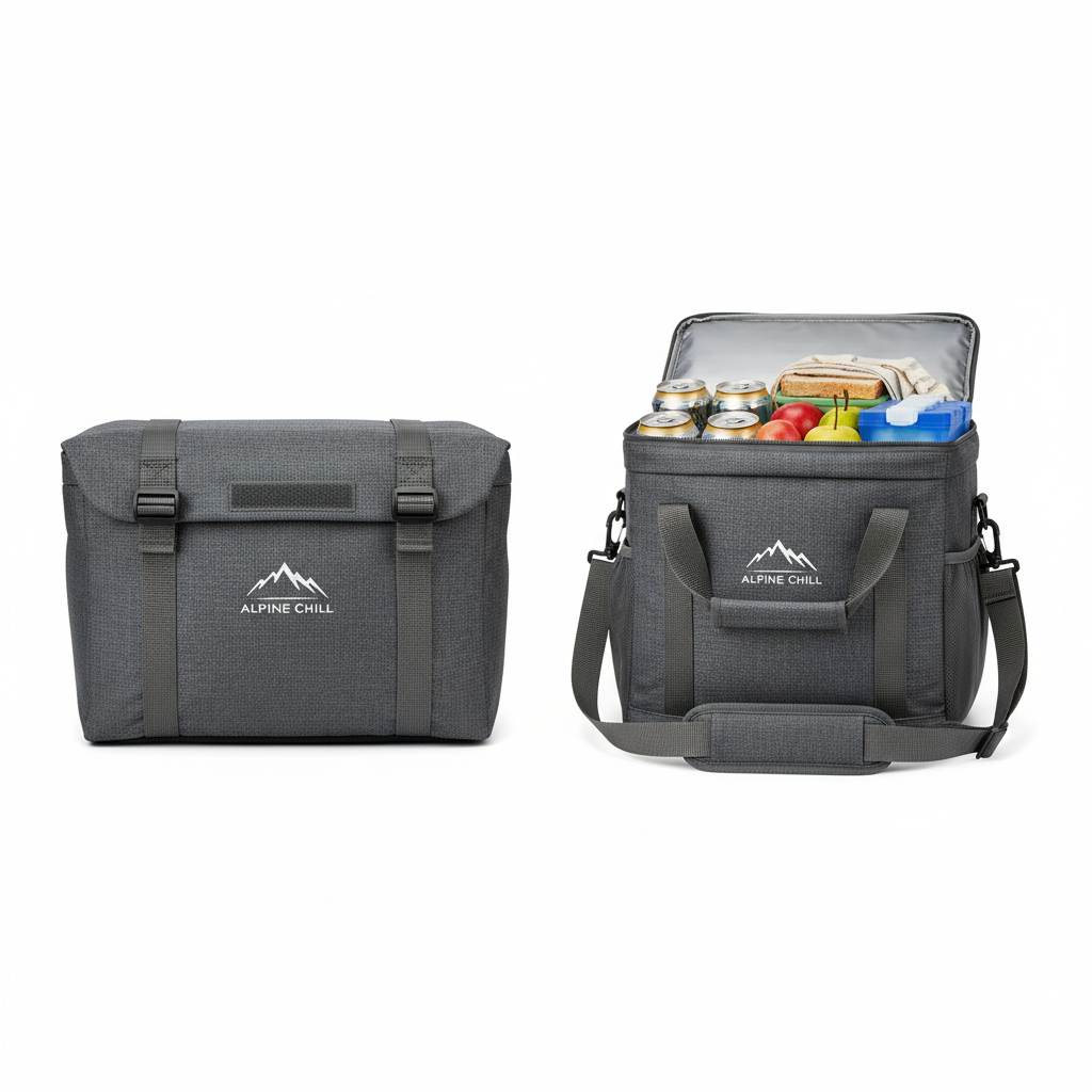 Game Day Tailgate Cooler Bag shown folded flat next to fully packed bag